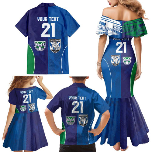 Custom Warriors-Bulldogs Family Matching Mermaid Dress and Hawaiian Shirt Together Sporty Style