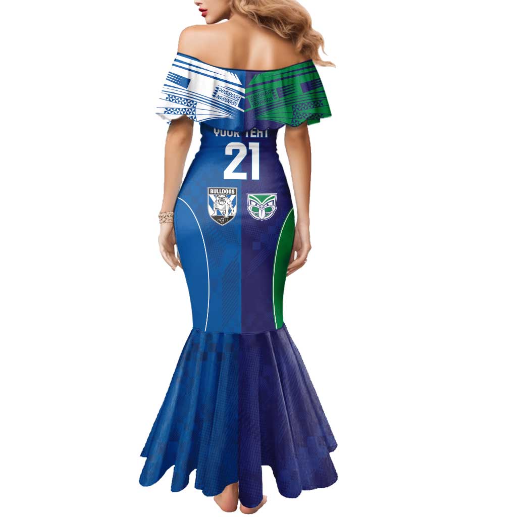 Custom Warriors-Bulldogs Family Matching Mermaid Dress and Hawaiian Shirt Together Sporty Style