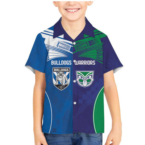 Custom Warriors-Bulldogs Family Matching Mermaid Dress and Hawaiian Shirt Together Sporty Style