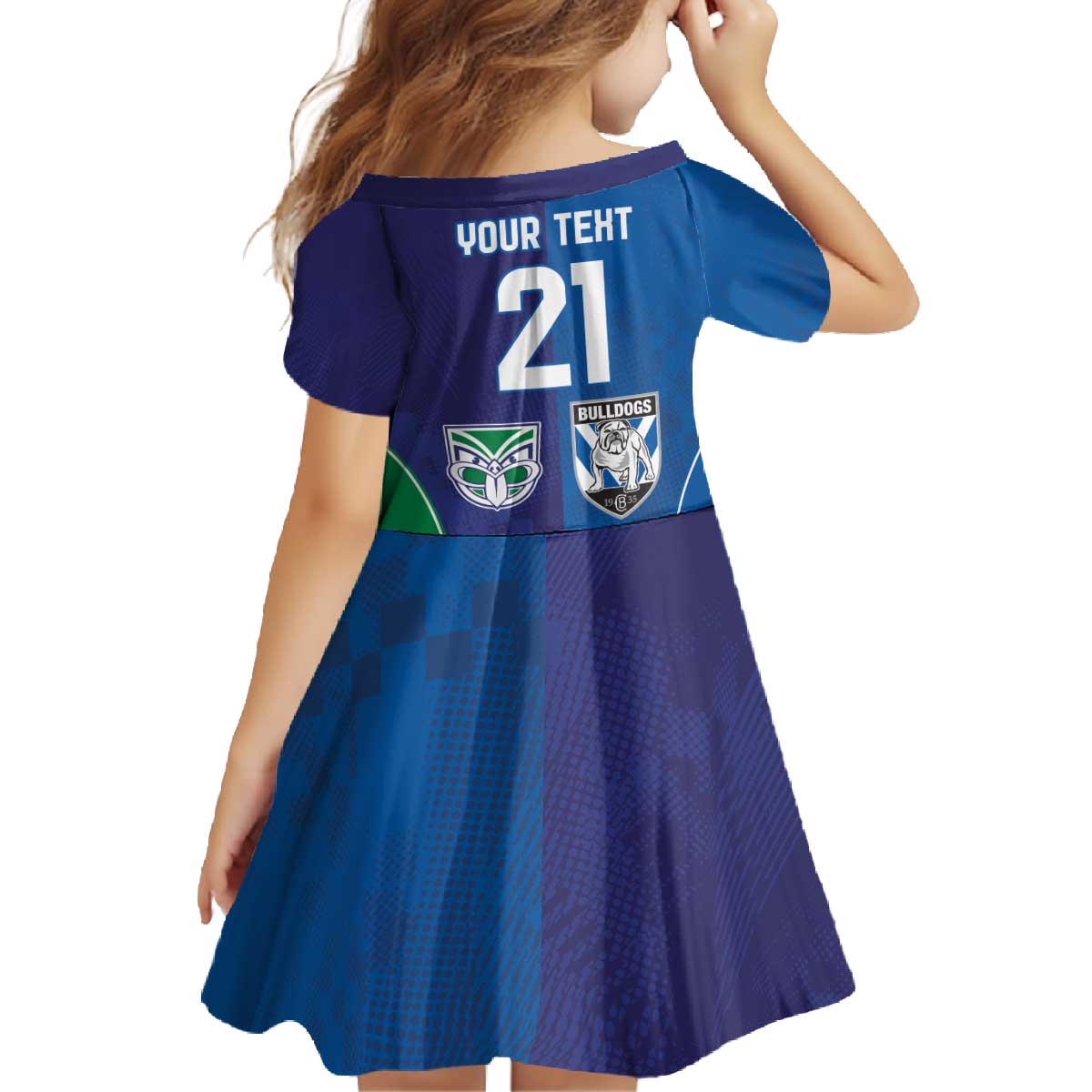 Custom Warriors-Bulldogs Family Matching Off The Shoulder Long Sleeve Dress and Hawaiian Shirt Together Sporty Style