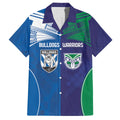 Custom Warriors-Bulldogs Family Matching Off The Shoulder Long Sleeve Dress and Hawaiian Shirt Together Sporty Style
