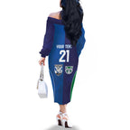 Custom Warriors-Bulldogs Family Matching Off The Shoulder Long Sleeve Dress and Hawaiian Shirt Together Sporty Style