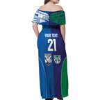 Custom Warriors-Bulldogs Family Matching Off Shoulder Maxi Dress and Hawaiian Shirt Together Sporty Style