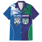 Custom Warriors-Bulldogs Family Matching Off Shoulder Short Dress and Hawaiian Shirt Together Sporty Style