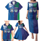 Custom Warriors-Bulldogs Family Matching Puletasi and Hawaiian Shirt Together Sporty Style