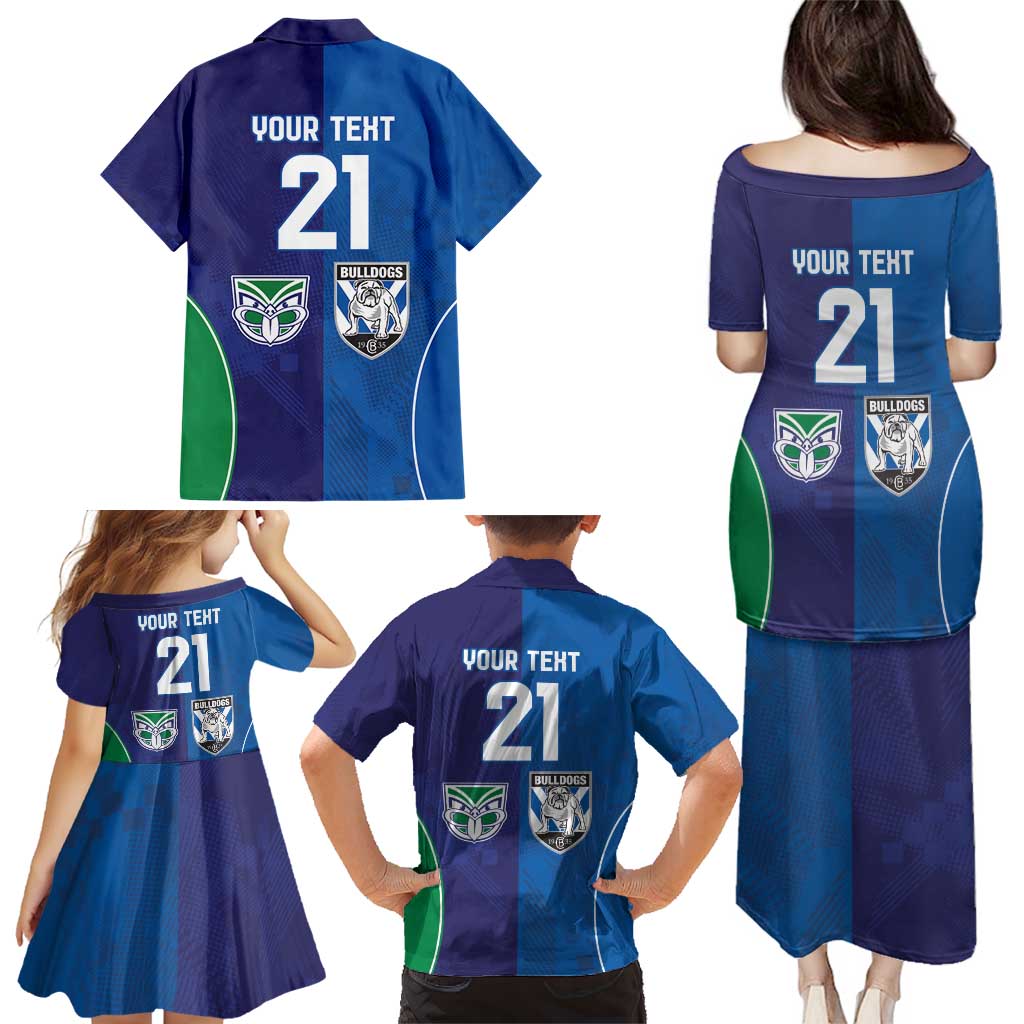 Custom Warriors-Bulldogs Family Matching Puletasi and Hawaiian Shirt Together Sporty Style