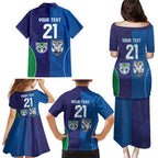 Custom Warriors-Bulldogs Family Matching Puletasi and Hawaiian Shirt Together Sporty Style