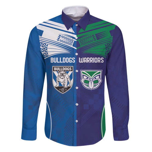 Custom Warriors-Bulldogs Family Matching Puletasi and Hawaiian Shirt Together Sporty Style
