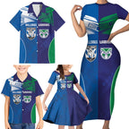 Custom Warriors-Bulldogs Family Matching Short Sleeve Bodycon Dress and Hawaiian Shirt Together Sporty Style