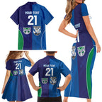 Custom Warriors-Bulldogs Family Matching Short Sleeve Bodycon Dress and Hawaiian Shirt Together Sporty Style
