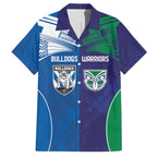 Custom Warriors-Bulldogs Family Matching Short Sleeve Bodycon Dress and Hawaiian Shirt Together Sporty Style