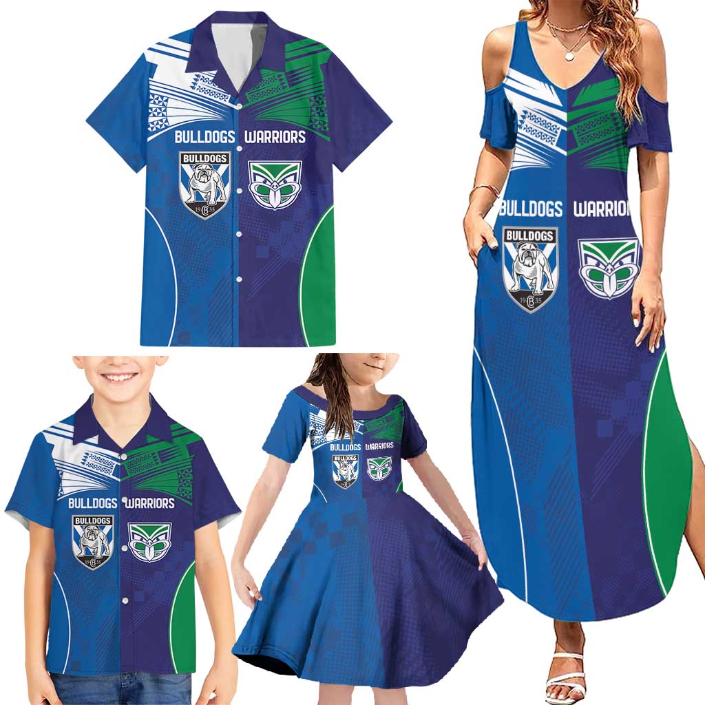 Custom Warriors-Bulldogs Family Matching Summer Maxi Dress and Hawaiian Shirt Together Sporty Style