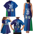 Custom Warriors-Bulldogs Family Matching Tank Maxi Dress and Hawaiian Shirt Together Sporty Style