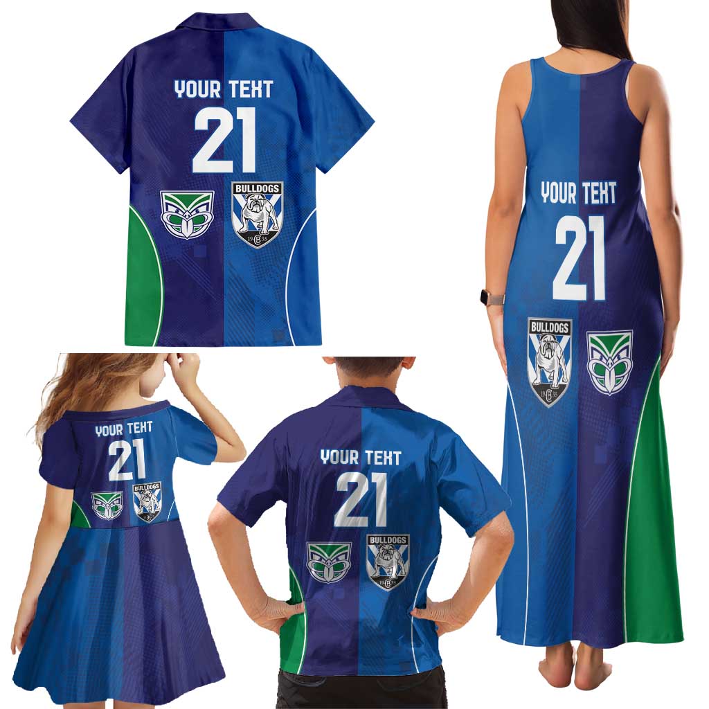 Custom Warriors-Bulldogs Family Matching Tank Maxi Dress and Hawaiian Shirt Together Sporty Style