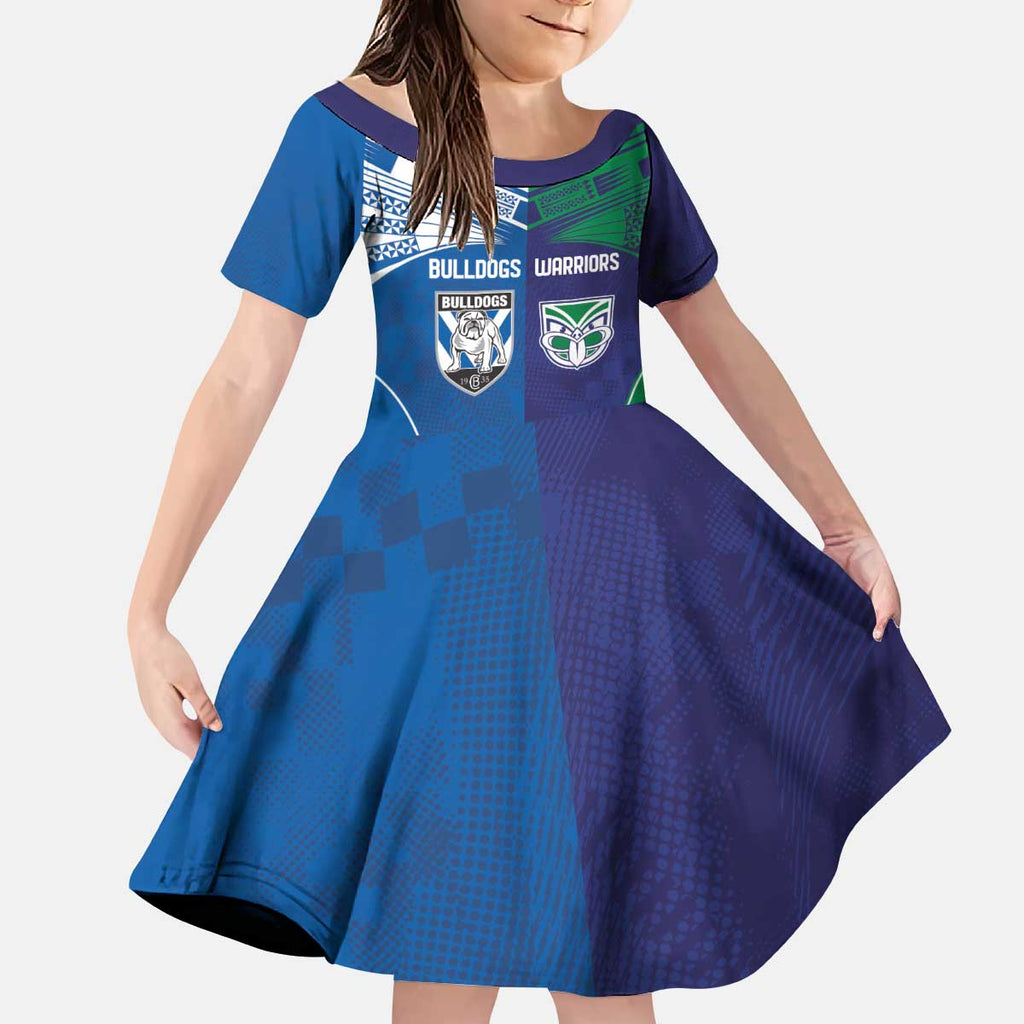 Custom Warriors-Bulldogs Kid Short Sleeve Dress Together Sporty Style