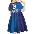 Custom Warriors-Bulldogs Kid Short Sleeve Dress Together Sporty Style