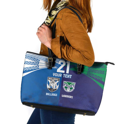 Custom Warriors-Bulldogs Leather Tote Bag Together Sporty Style