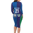 Custom Warriors-Bulldogs Long Sleeve Bodycon Dress Together Sporty Style