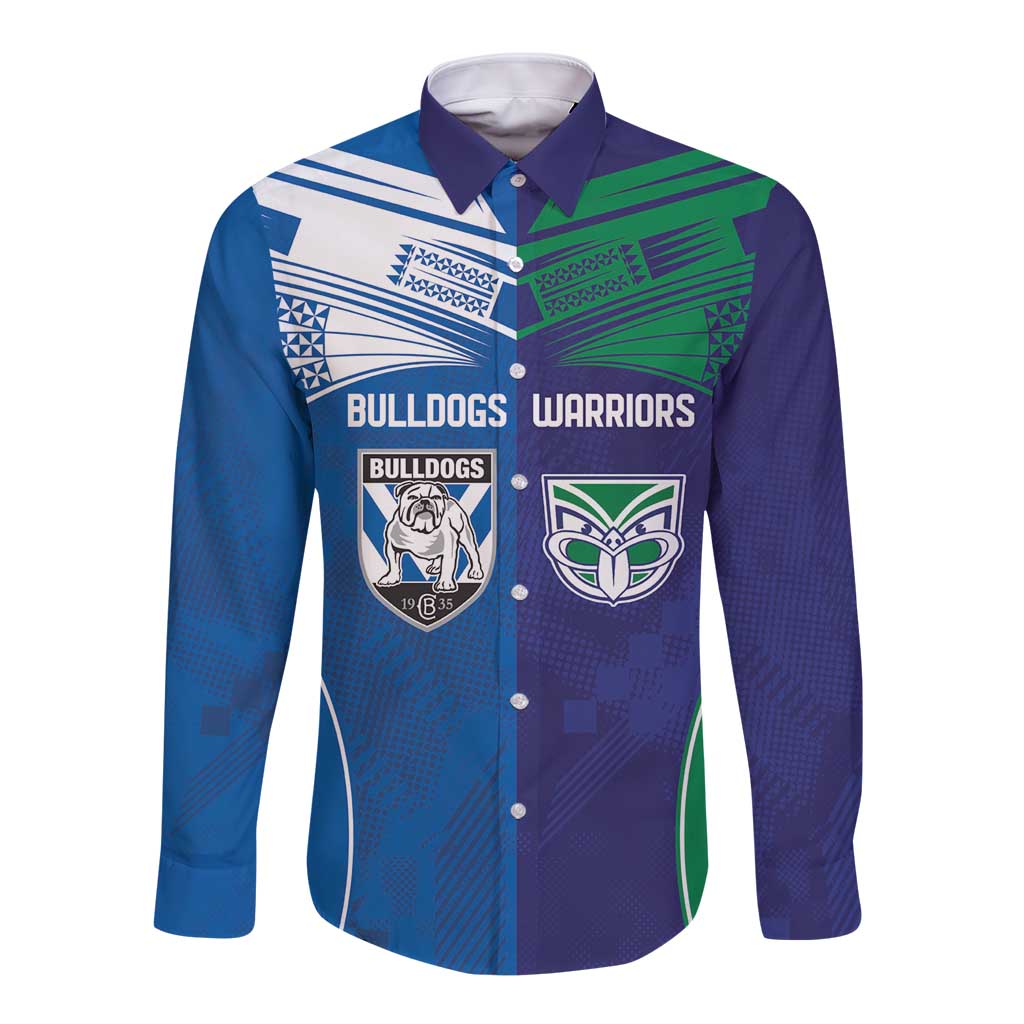 Custom Warriors-Bulldogs Long Sleeve Button Shirt Together Sporty Style