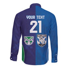 Custom Warriors-Bulldogs Long Sleeve Button Shirt Together Sporty Style