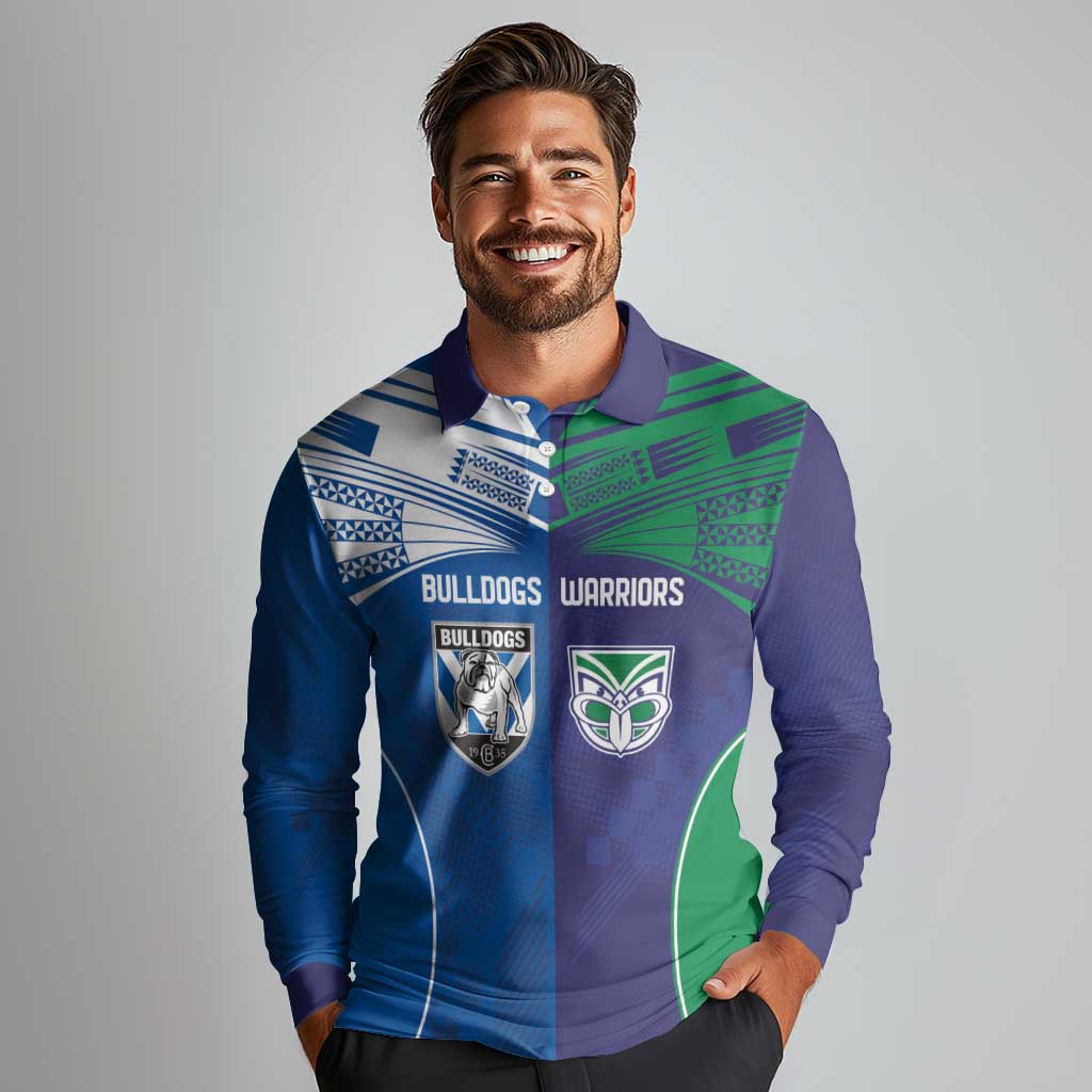 Custom Warriors-Bulldogs Long Sleeve Polo Shirt Together Sporty Style