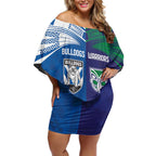 Custom Warriors-Bulldogs Off Shoulder Short Dress Together Sporty Style