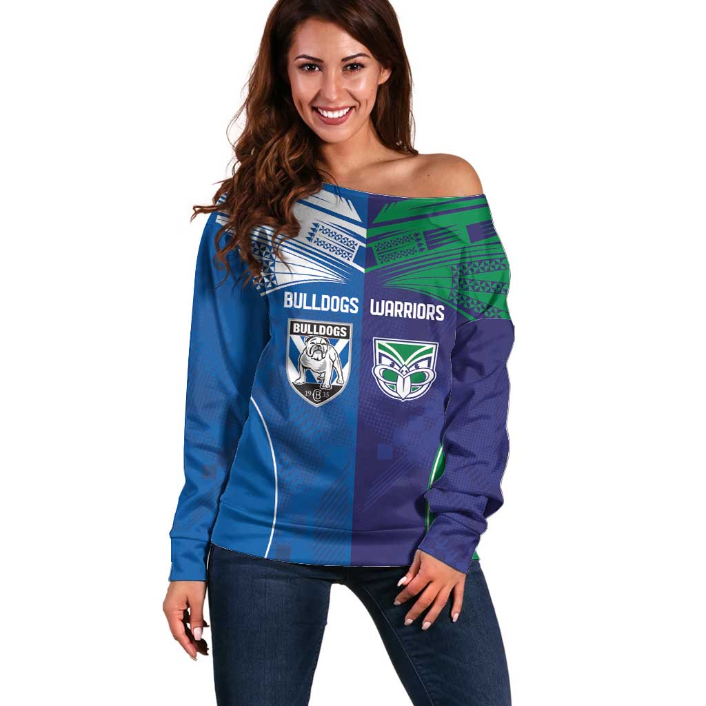 Custom Warriors-Bulldogs Off Shoulder Sweater Together Sporty Style