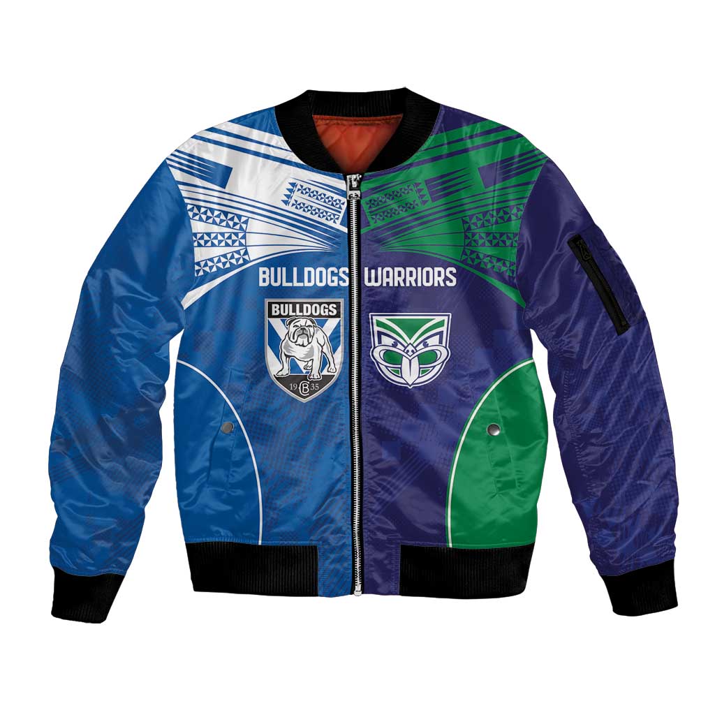 Custom Warriors-Bulldogs Sleeve Zip Bomber Jacket Together Sporty Style