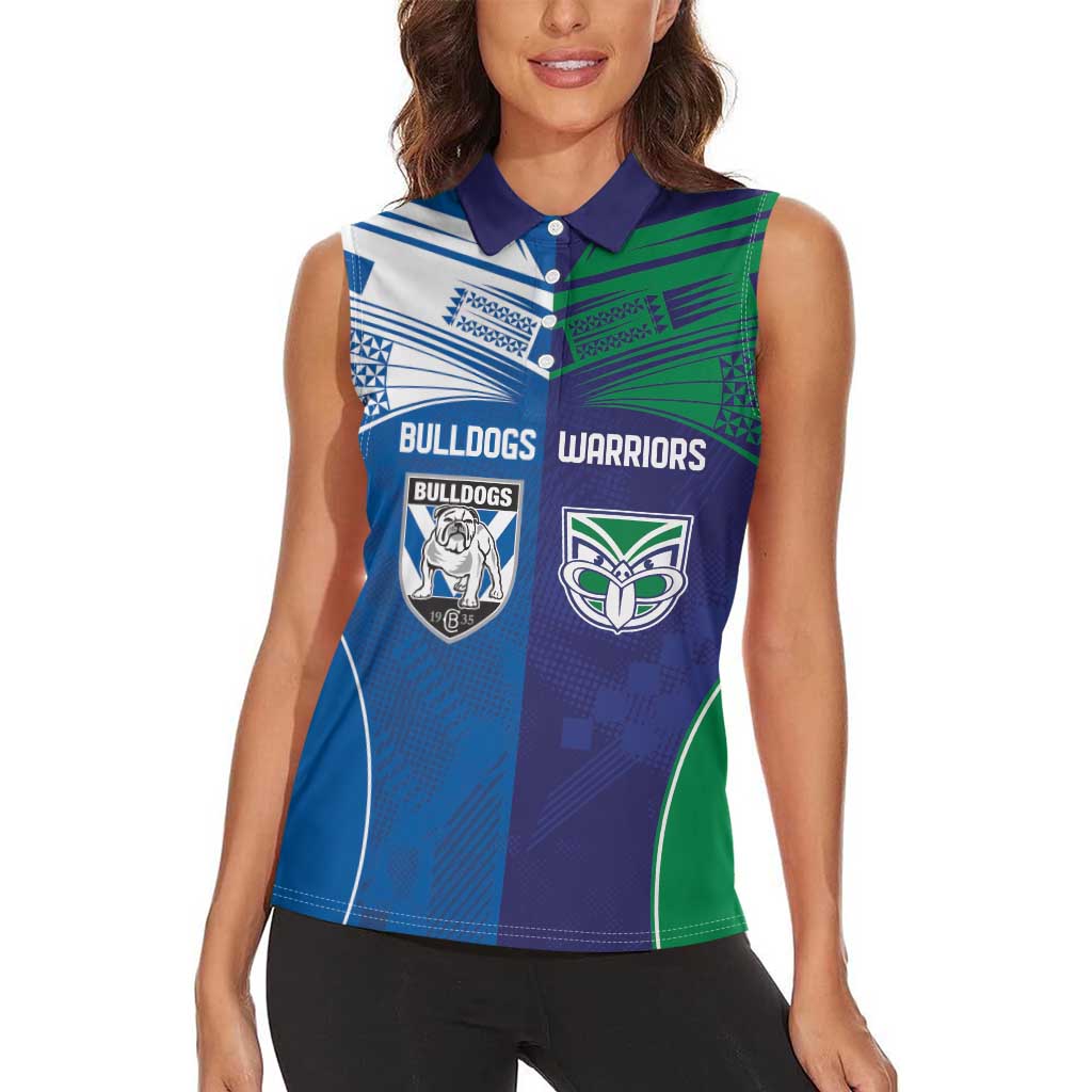 Custom Warriors-Bulldogs Women Sleeveless Polo Shirt Together Sporty Style