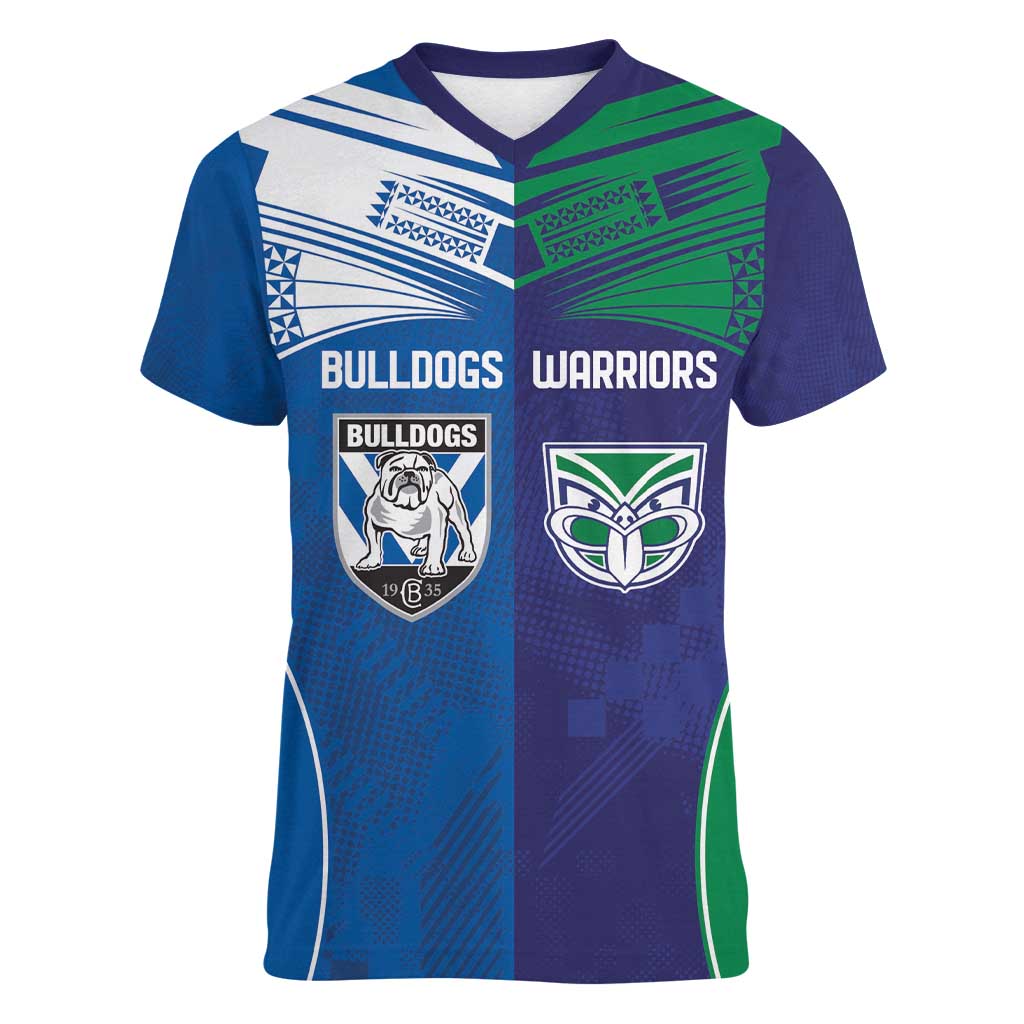 Custom Warriors-Bulldogs Women V-Neck T-Shirt Together Sporty Style