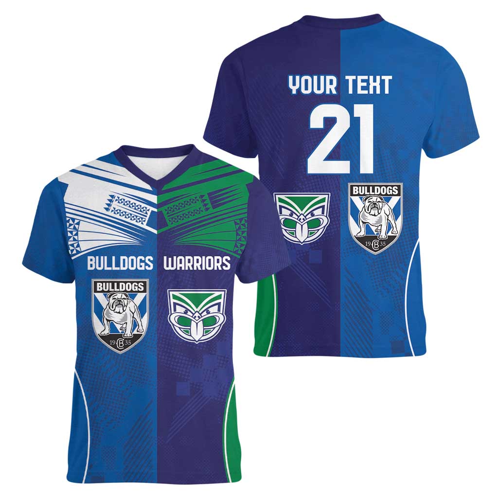 Custom Warriors-Bulldogs Women V-Neck T-Shirt Together Sporty Style