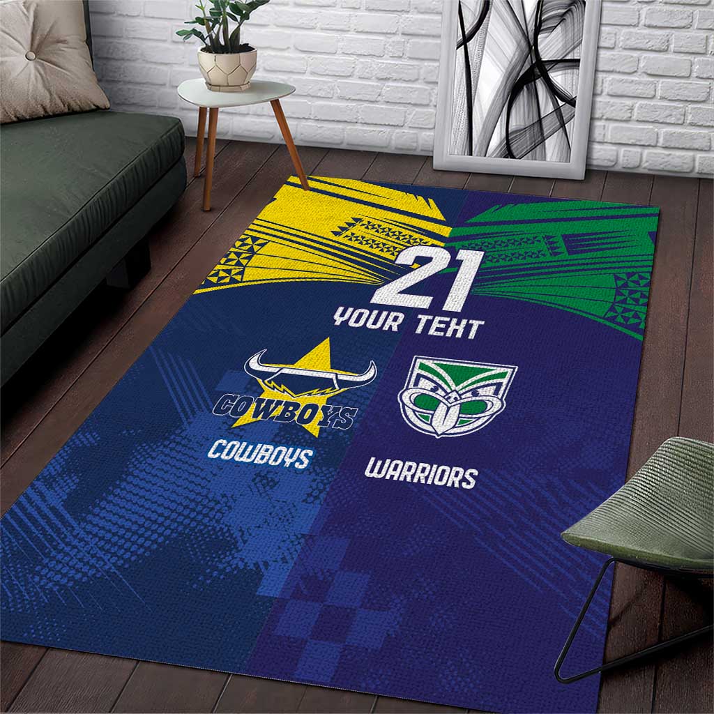 Custom Warriors-Cowboys Area Rug Together Sporty Style
