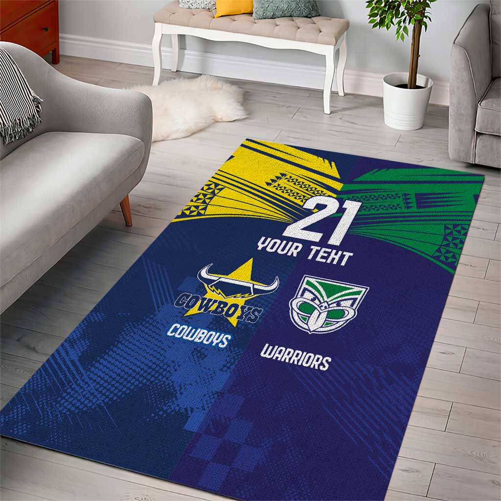 Custom Warriors-Cowboys Area Rug Together Sporty Style