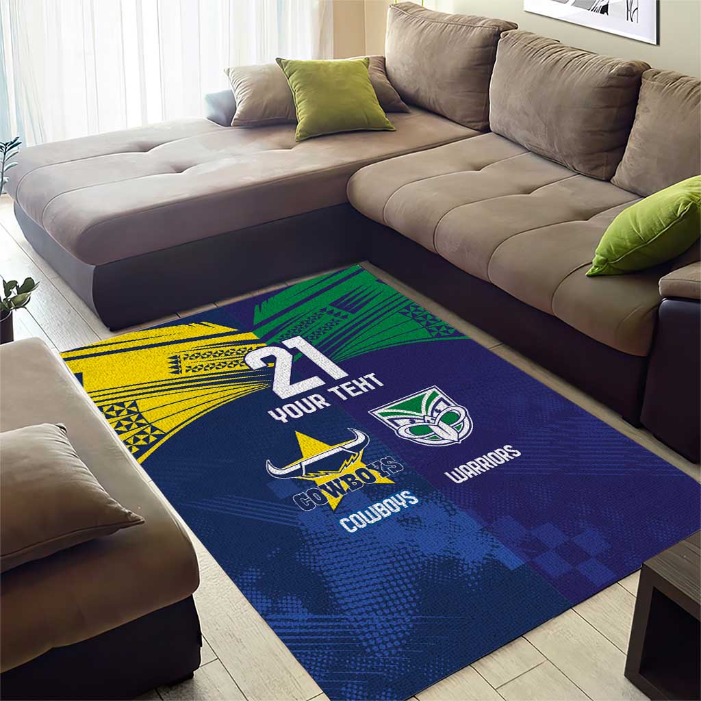Custom Warriors-Cowboys Area Rug Together Sporty Style