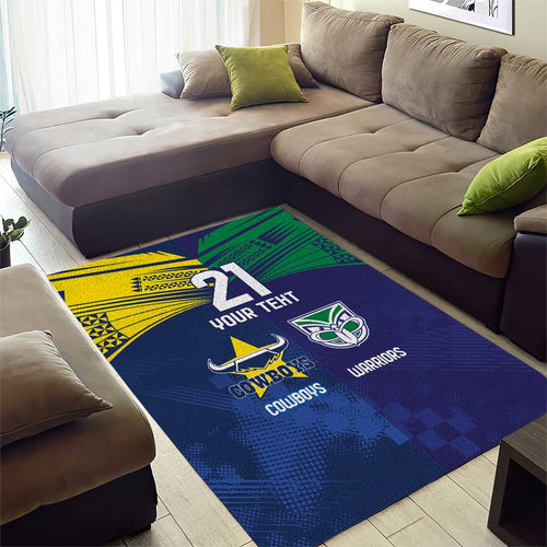 Custom Warriors-Cowboys Area Rug Together Sporty Style