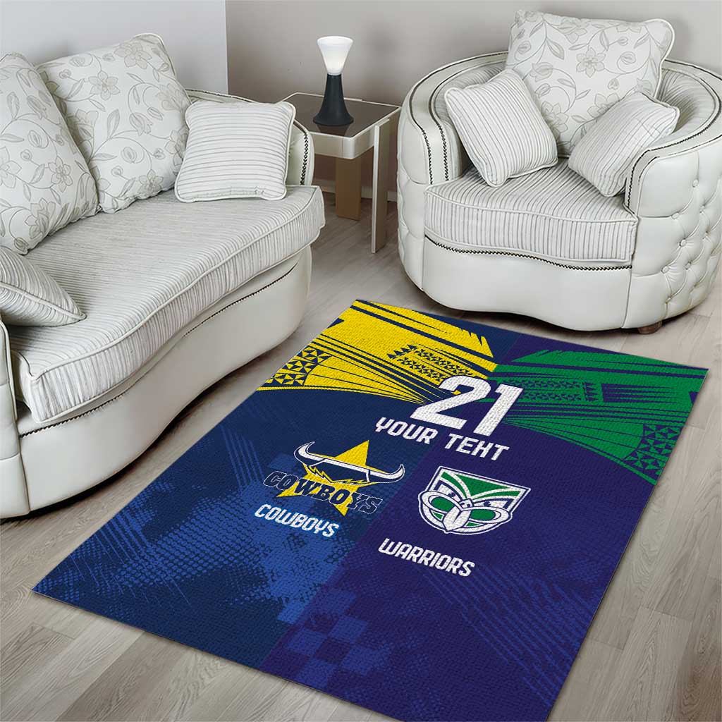 Custom Warriors-Cowboys Area Rug Together Sporty Style