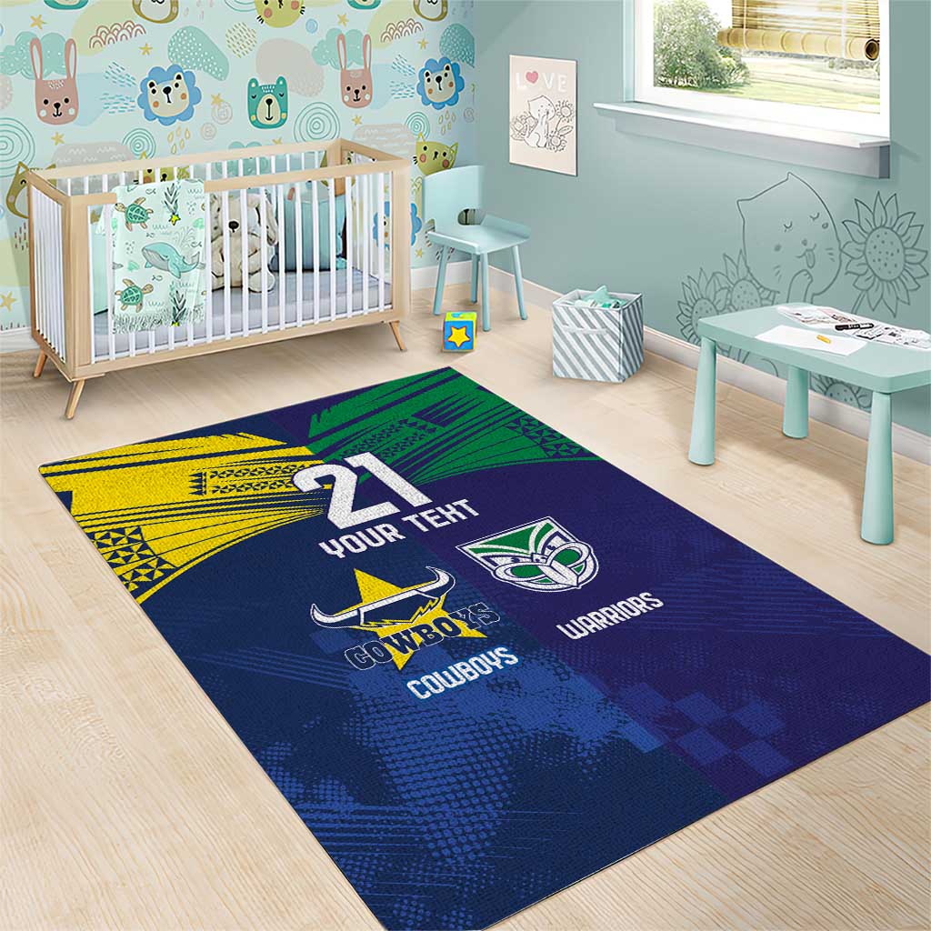 Custom Warriors-Cowboys Area Rug Together Sporty Style