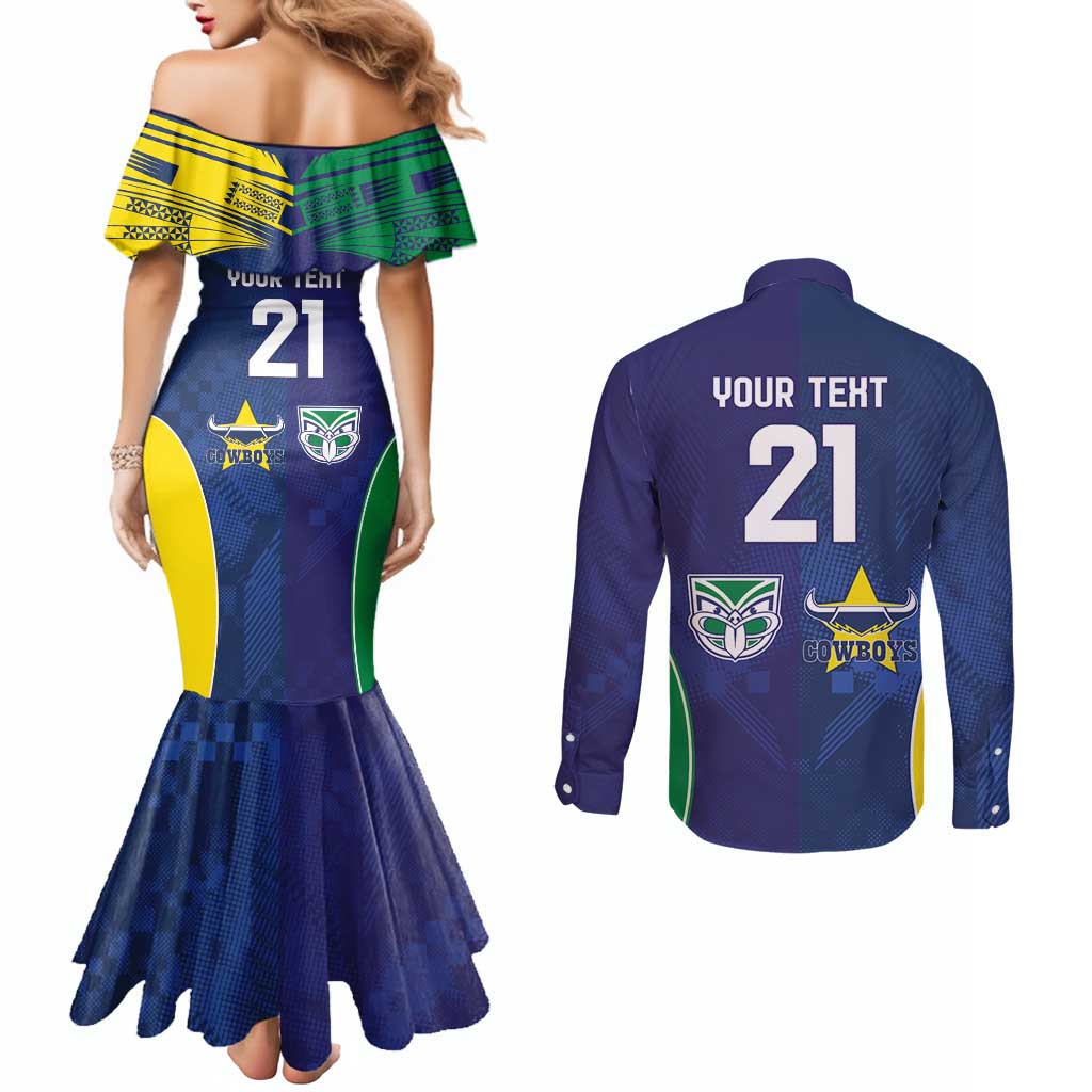 Custom Warriors-Cowboys Couples Matching Mermaid Dress and Long Sleeve Button Shirt Together Sporty Style