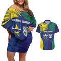 Custom Warriors-Cowboys Couples Matching Off Shoulder Short Dress and Hawaiian Shirt Together Sporty Style