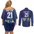 Custom Warriors-Cowboys Couples Matching Off Shoulder Short Dress and Long Sleeve Button Shirt Together Sporty Style