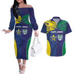 Custom Warriors-Cowboys Couples Matching Off The Shoulder Long Sleeve Dress and Hawaiian Shirt Together Sporty Style