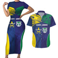 Custom Warriors-Cowboys Couples Matching Short Sleeve Bodycon Dress and Hawaiian Shirt Together Sporty Style