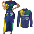 Custom Warriors-Cowboys Couples Matching Short Sleeve Bodycon Dress and Long Sleeve Button Shirt Together Sporty Style