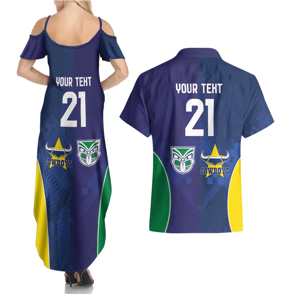Custom Warriors-Cowboys Couples Matching Summer Maxi Dress and Hawaiian Shirt Together Sporty Style