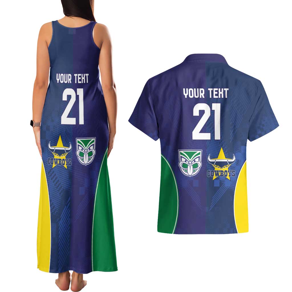 Custom Warriors-Cowboys Couples Matching Tank Maxi Dress and Hawaiian Shirt Together Sporty Style