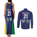 Custom Warriors-Cowboys Couples Matching Tank Maxi Dress and Long Sleeve Button Shirt Together Sporty Style