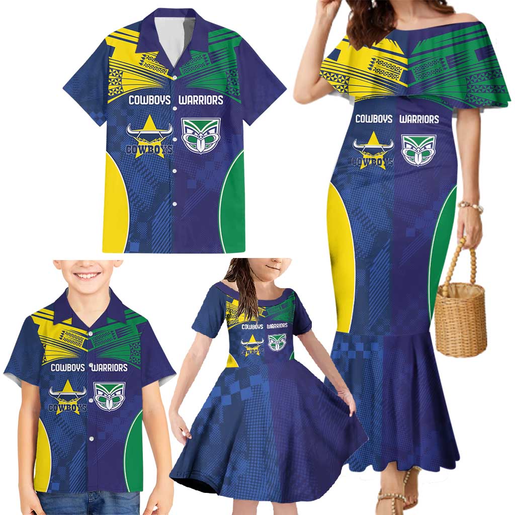 Custom Warriors-Cowboys Family Matching Mermaid Dress and Hawaiian Shirt Together Sporty Style
