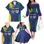 Custom Warriors-Cowboys Family Matching Off The Shoulder Long Sleeve Dress and Hawaiian Shirt Together Sporty Style