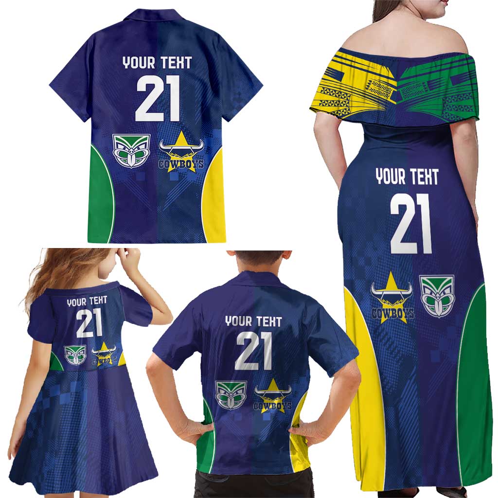 Custom Warriors-Cowboys Family Matching Off Shoulder Maxi Dress and Hawaiian Shirt Together Sporty Style
