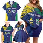 Custom Warriors-Cowboys Family Matching Off Shoulder Short Dress and Hawaiian Shirt Together Sporty Style